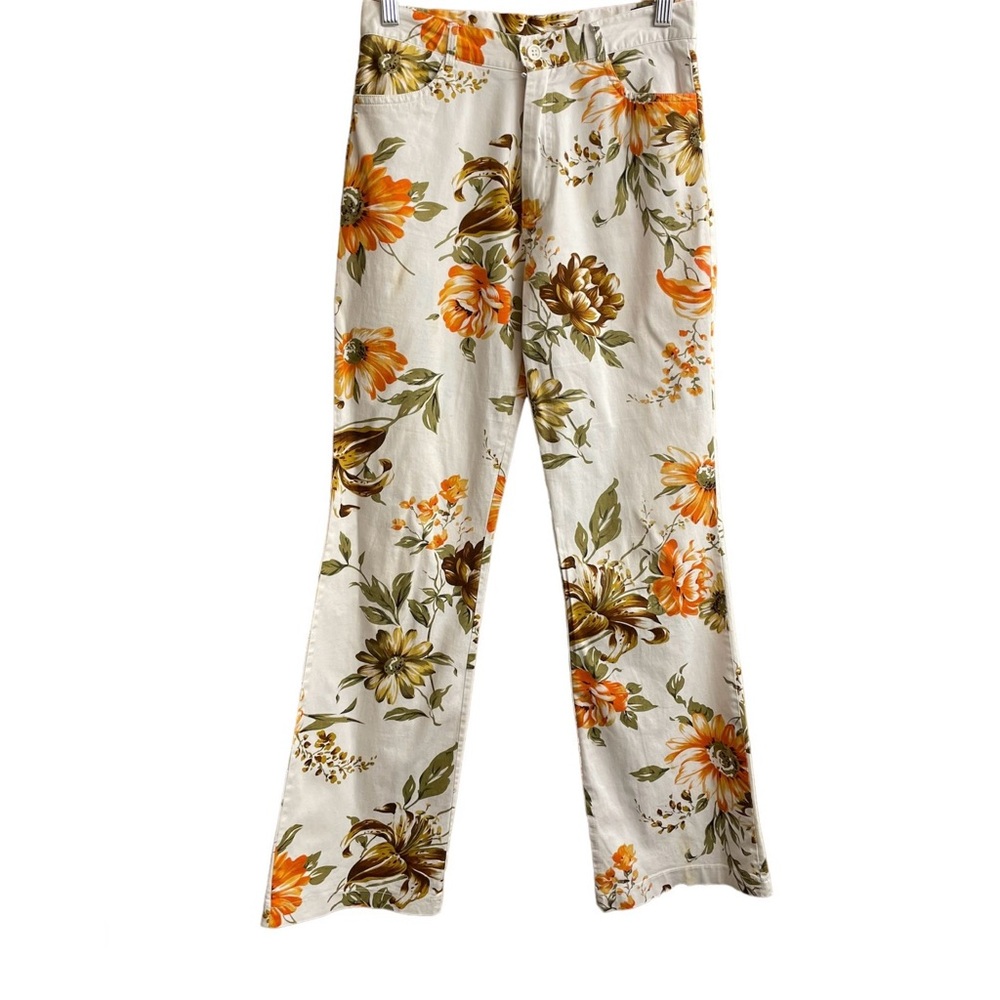 Cream with Multi Colour Floral Print Pant. Waist Size 27”
